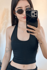 Sırt Dekolteli Halter Yaka Bluz