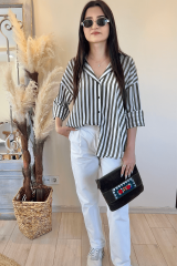 Haki Çizgili Gömlek