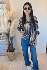 Lacivert Çizgili Gömlek