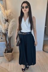 Siyah Pileli Midi Etek