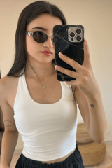 Sırt Dekolteli Halter Yaka Bluz