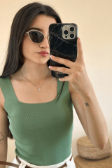 Kare Yaka Triko Bluz