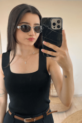 Kare Yaka Triko Bluz