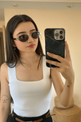 Kare Yaka Triko Bluz